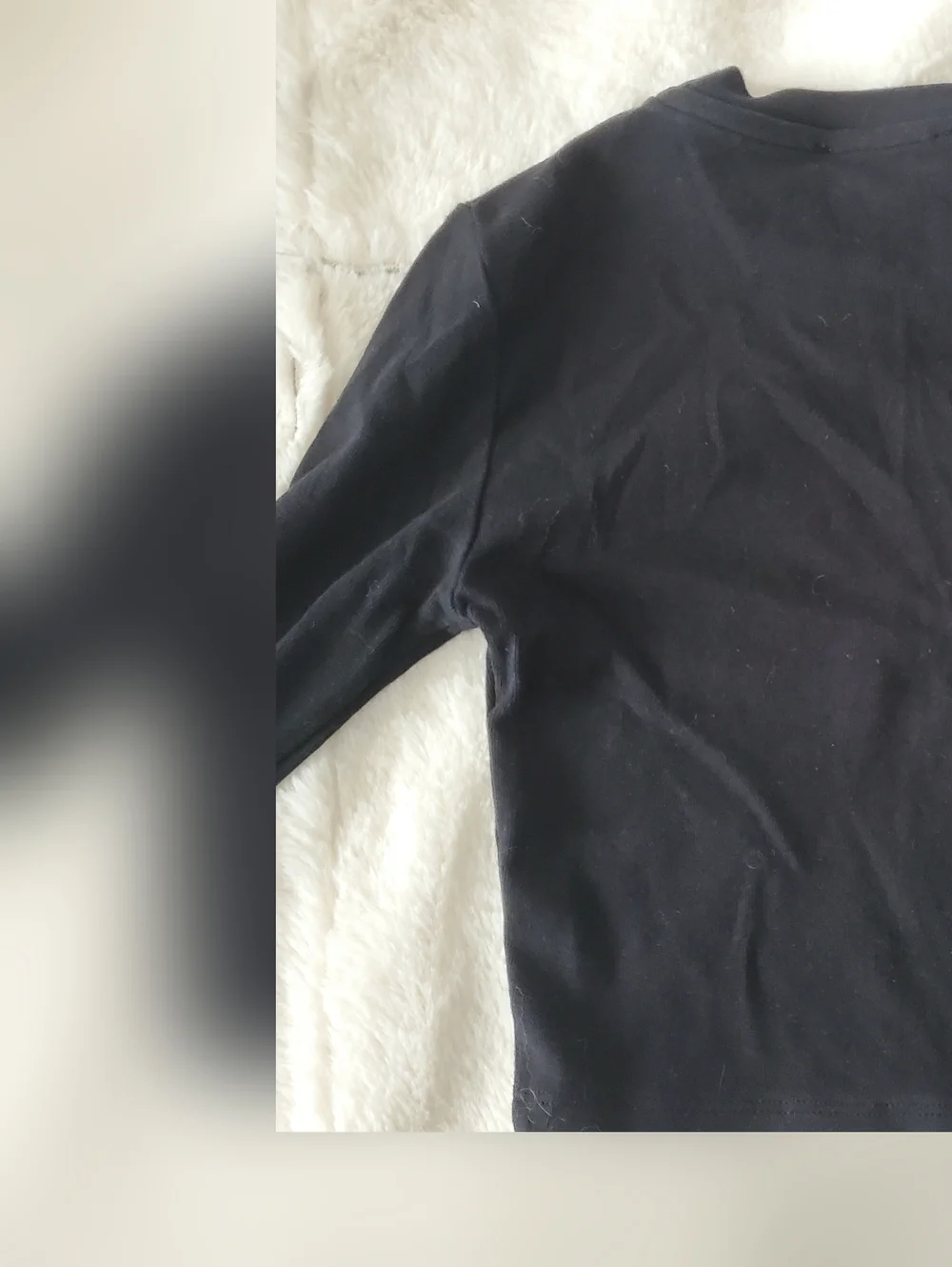 Zara Black Long-Sleeve Cropped Crew Top - Picture 4 of 4